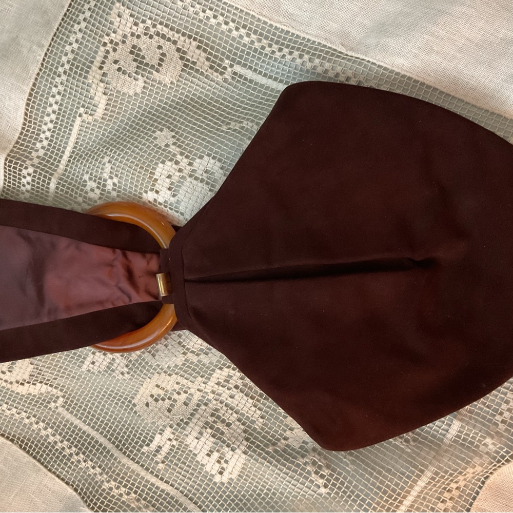Lewis Vintage Brown Suede Handbag from the 1940s and 1950s era - Picture 3 of 8
